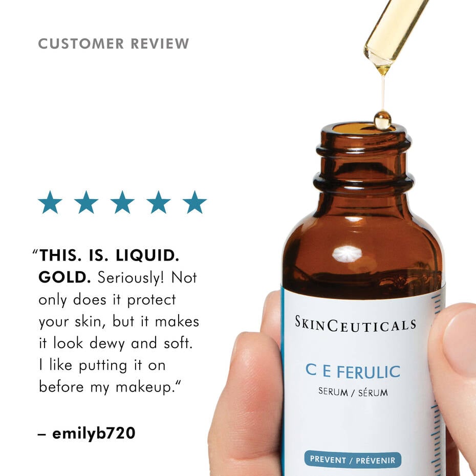 SkinCeuticals C E Ferulic – medical-grade vitamin C serum with antioxidants. Reduces fine lines, brightens skin, and protects against environmental damage. Available in Canada, including Mississauga.