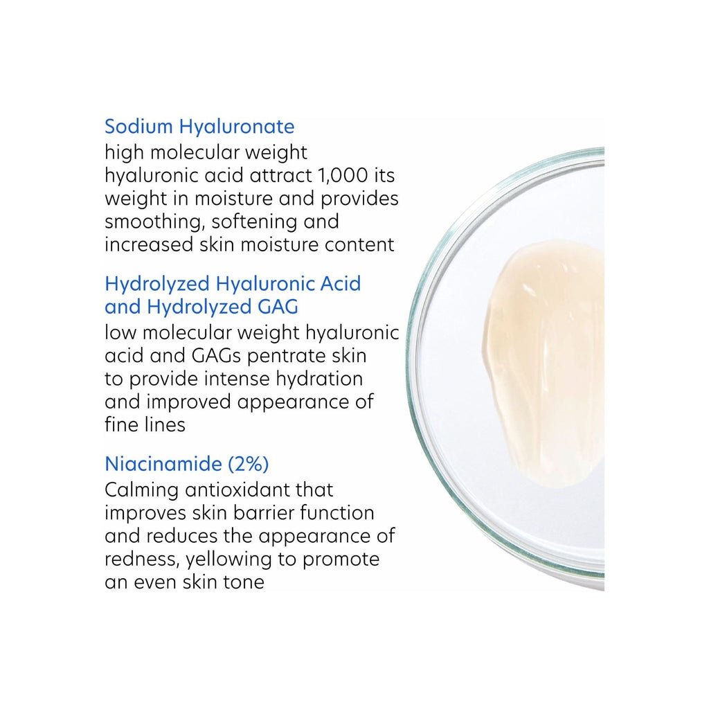 PCA Skin Hyaluronic Acid Overnight Mask ingredients: multi-molecular hyaluronic acid, niacinamide, panthenol, and hydrolyzed collagen to deeply hydrate and smooth skin.